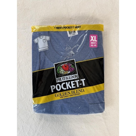 Fruit of the Loom Other - Vintage 90s Fruit of The Loom Golden Blend Blue 50/50 Pocket Tee New In Package